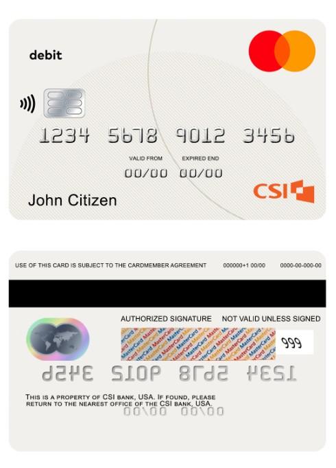 USA CSI bank debit mastercard
